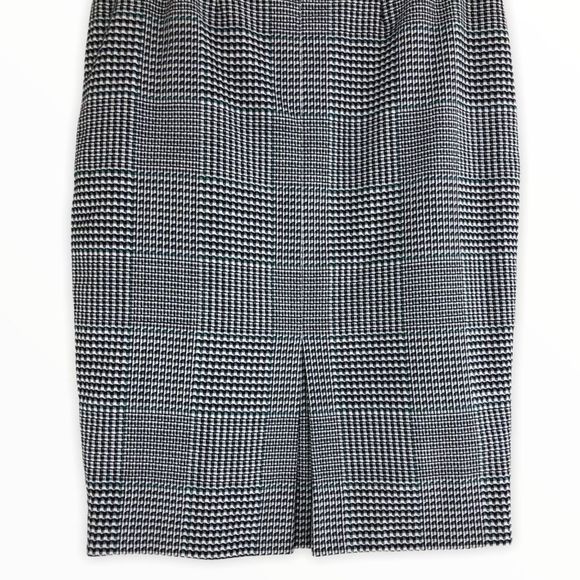 Escada Houndstooth Black White Green Pencil Skirt size 4/34 - Picture 6 of 14